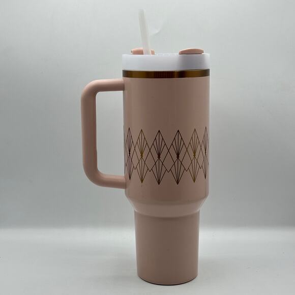 STANLEY Quencher H2.0 Flowstate Tumbler 40oz Deco Blush Gloss Pink Rose Gold - Picture 4 of 7